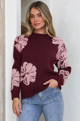 Model wearing Breezy Jumper in Wine from Salty Crush
