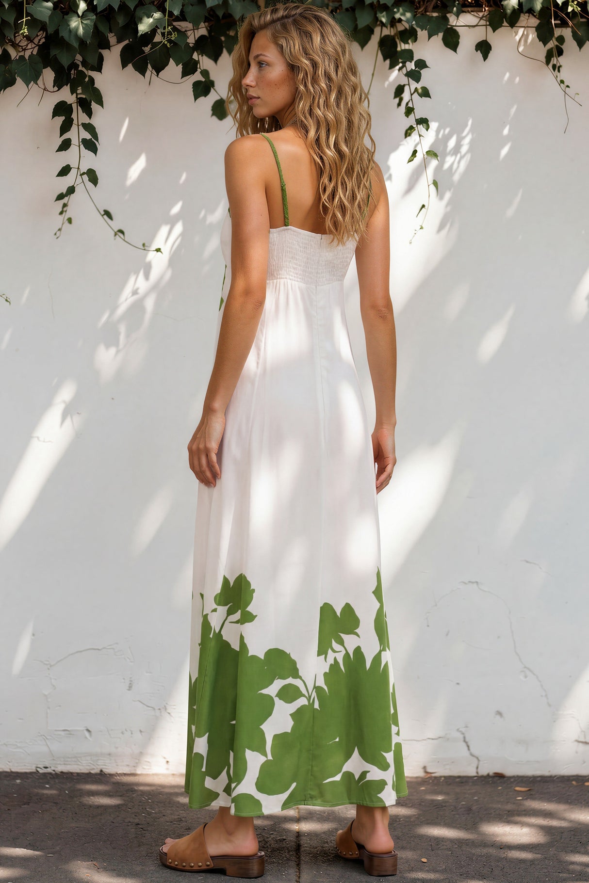 Model wearing Bria Maxi Dress in Clover Print from Salty Crush