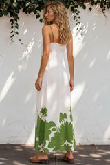 Model wearing Bria Maxi Dress in Clover Print from Salty Crush