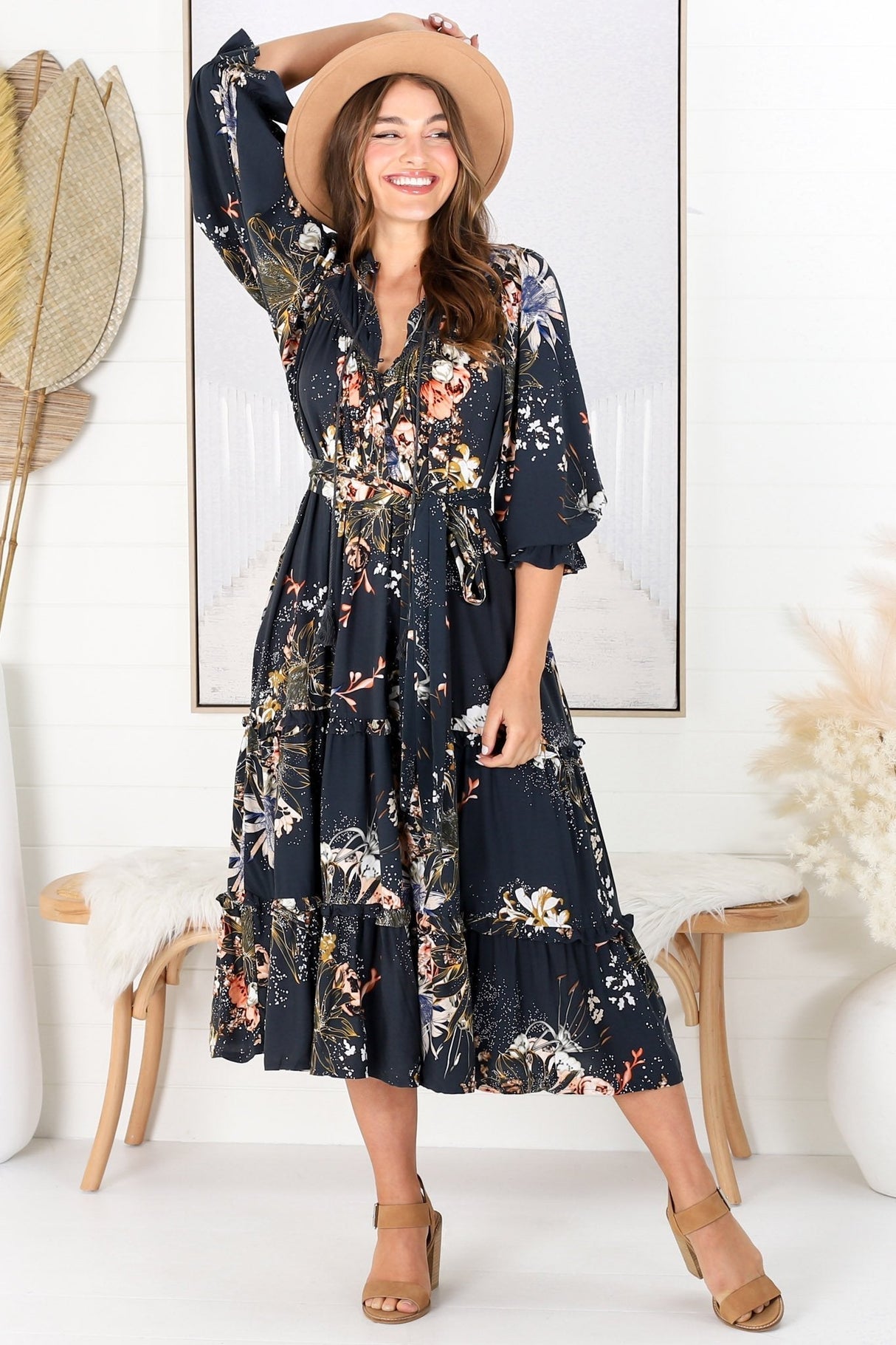 Jaase Briana Indigo Midi Dress Navy