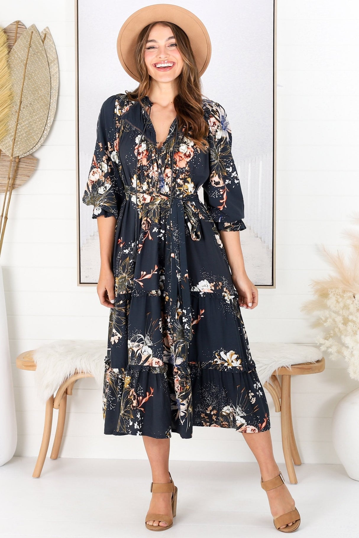 Jaase Briana Indigo Midi Dress Navy