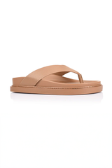 Bridget Foodbed Slides - Dark Camel Tan