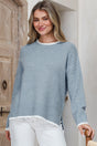 Model wearing Brighton Jumper in Light Blue from Salty Crush