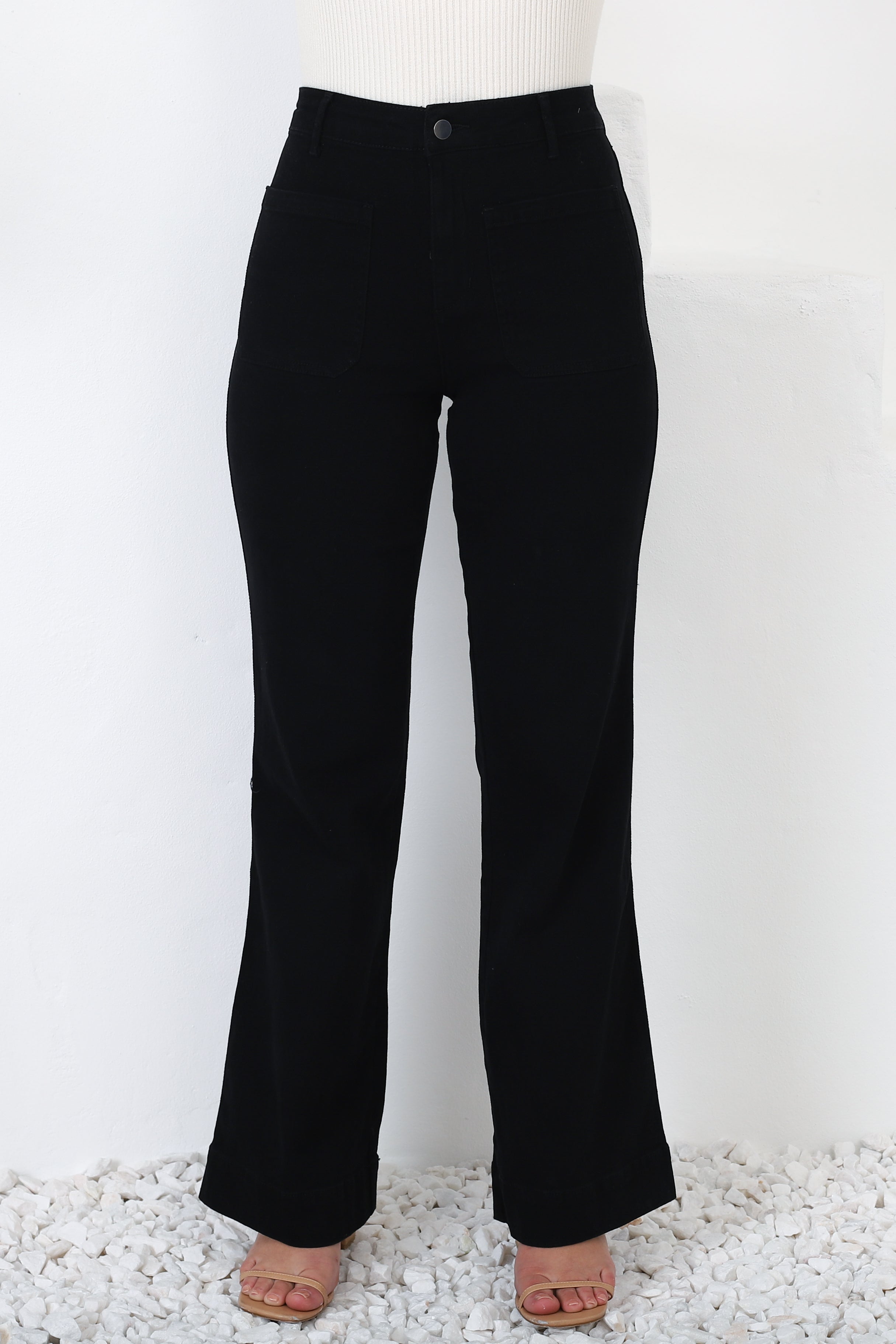 Britain Jeans - High Waist Flared Jeans in Black