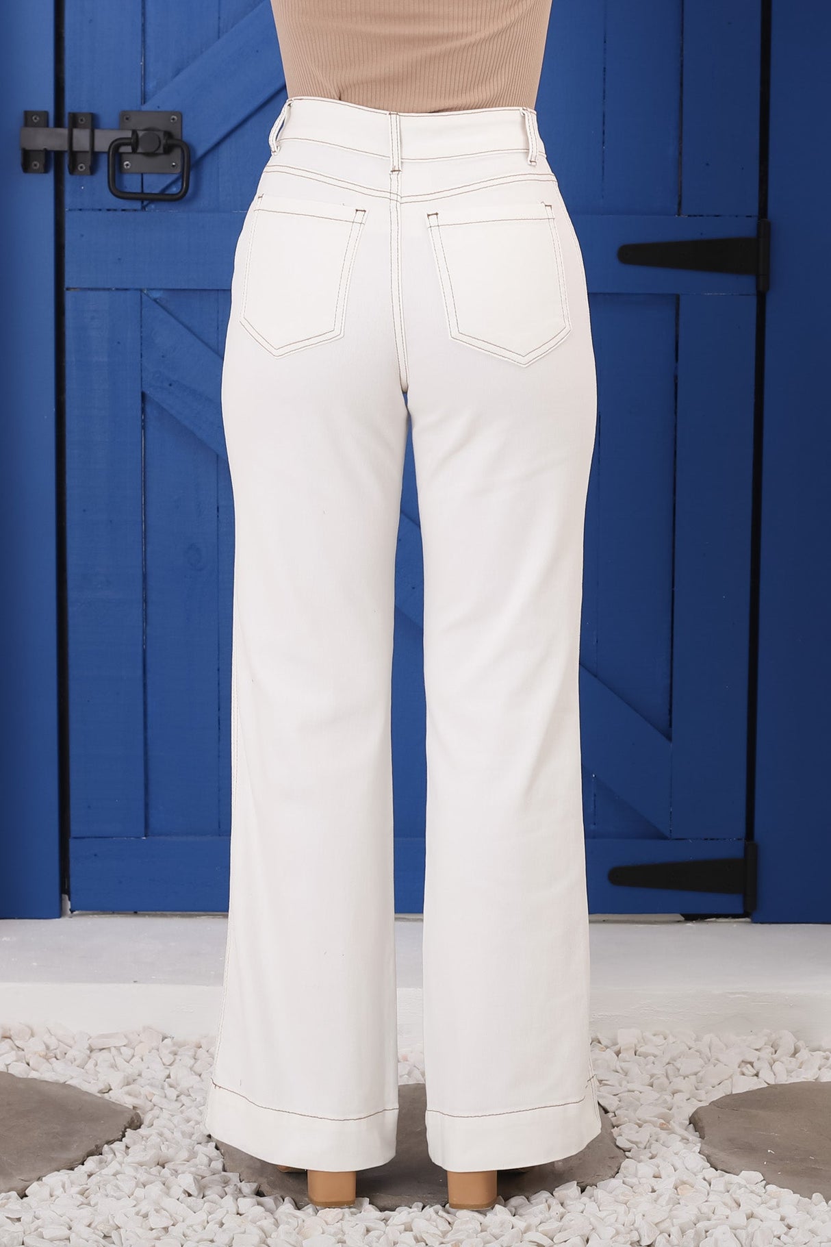 Britain Jeans - High Waist Flared Jeans in White