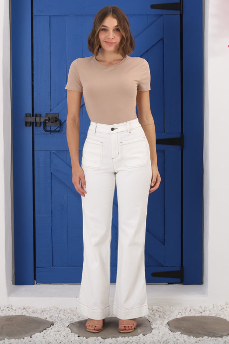 Britain Jeans - High Waist Flared Jeans in White