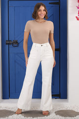 Britain Jeans - High Waist Flared Jeans in White