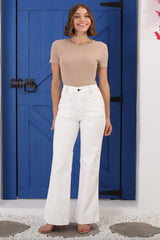 Britain Jeans - High Waist Flared Jeans in White