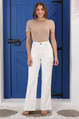 Britain Jeans - High Waist Flared Jeans in White