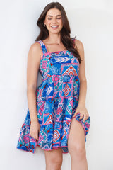 Bronte Mini Dress - Scallop Trim Tiered Sun Dress in Nelly Print