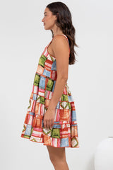Bronte Mini Dress - Scallop Trim Tiered Sun Dress in Tami Print