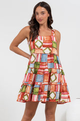 Bronte Mini Dress - Scallop Trim Tiered Sun Dress in Tami Print