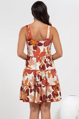 Bronte Mini Dress - Scallop Trim Tiered Sun Dress in Tangie Print
