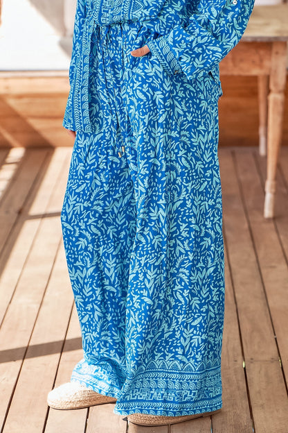 JAASE - Brooks Pants: Relaxed Drawstring Wide Leg Pants in Letty Print