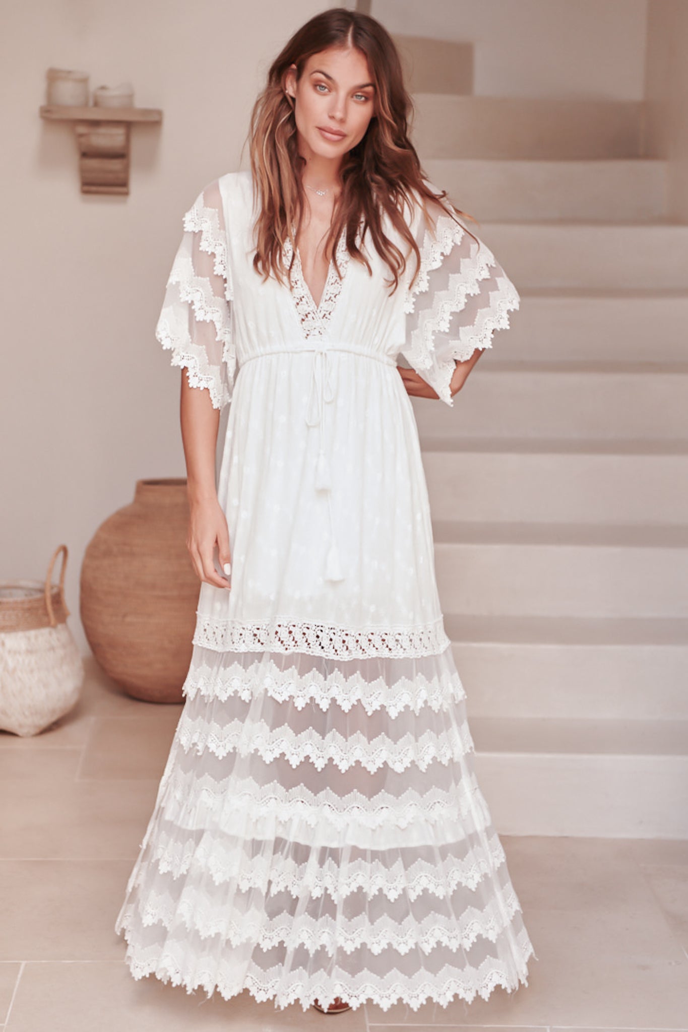 Jaase Bungalow Lace Maxi Dress White