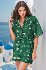 Talitha Button Up Shirt And Shorts Set - Maui Print in Green