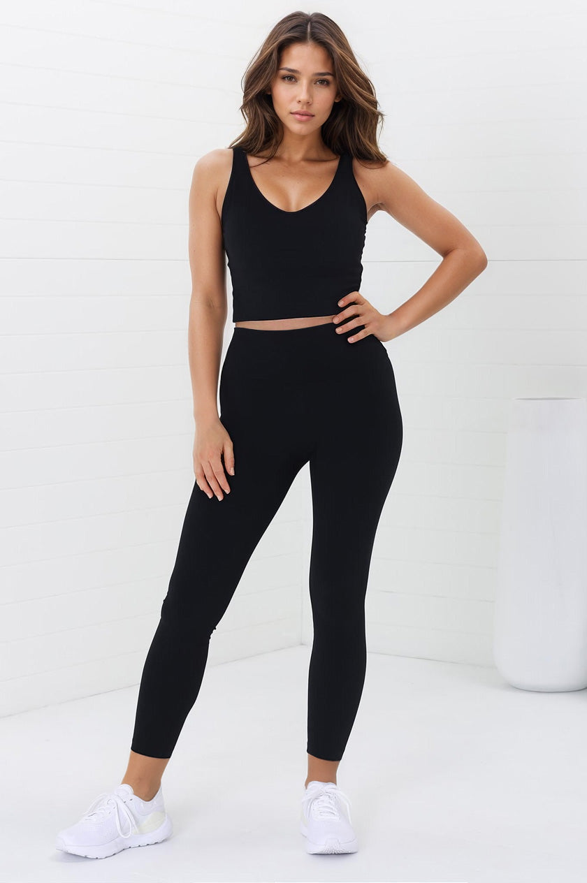 Axel Leggings - High Waisted Full Length Leggings in Black