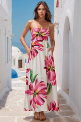 Bonita Maxi Dress: Spaghetti Strap Sun Dress in Lisbeth Print