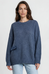 Model wearing Caesar Jumper in Blue from Salty Crush