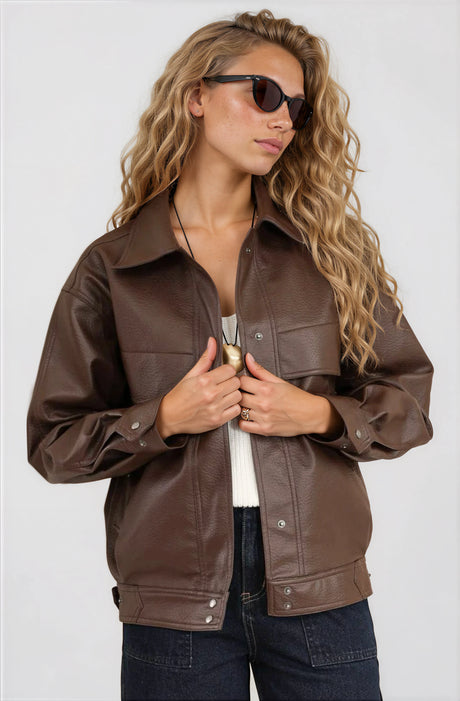 Model wearing Caleb Jacket in Chocolate from Salty Crush