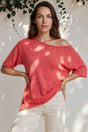 Model wearing Callie Knit Top in Watermelon from Salty Crush