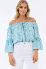 Carissa Top - On or Off Shoulder Pull Over Top in Siena Print