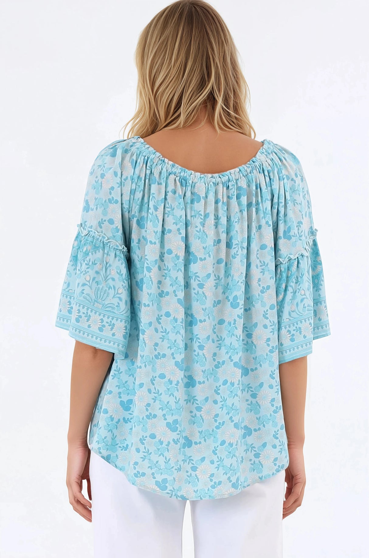 Carissa Top - On or Off Shoulder Pull Over Top in Siena Print