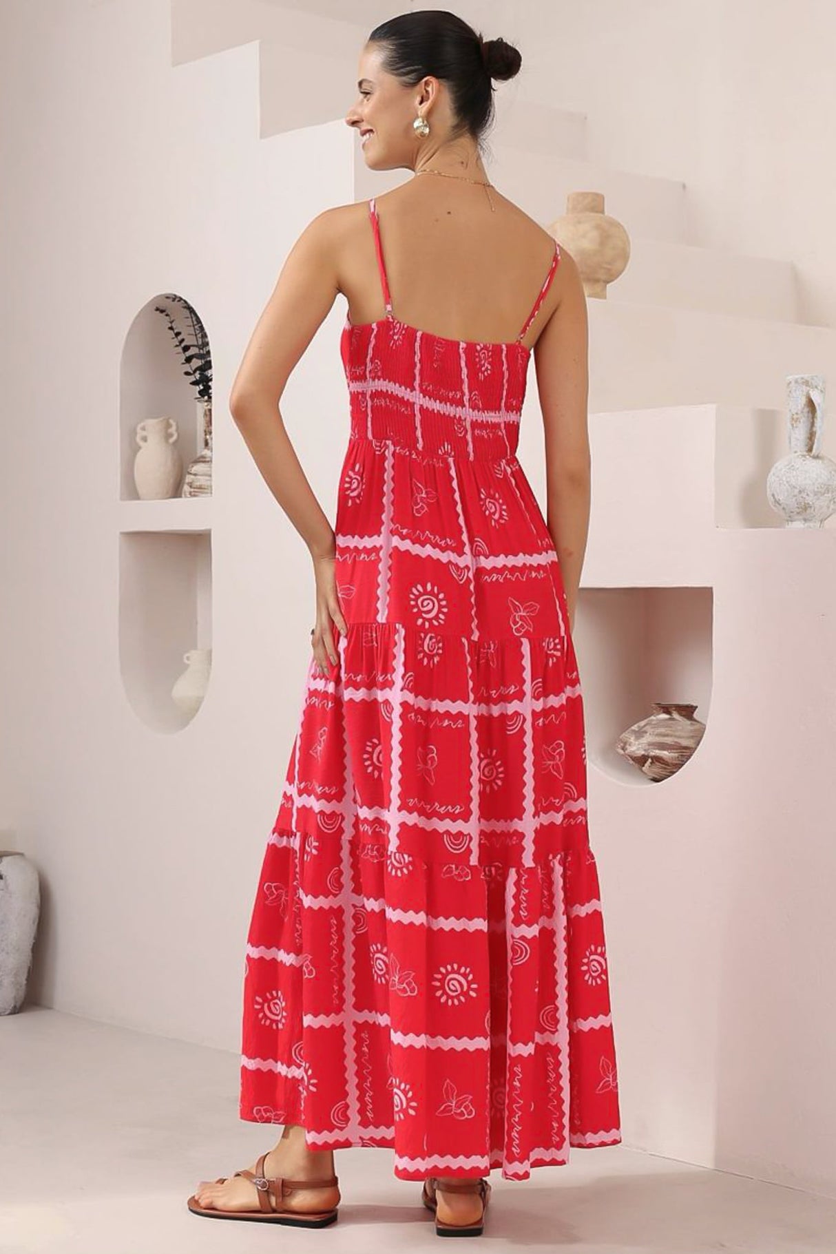 Carlee Maxi Dress - Sun Dress with Bow Detail at the Bust in Cambria Print