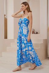 Carlee Maxi Dress - Sun Dress with Bow Detail at the Bust in Morelia Print