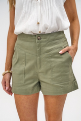 Silvia Denim Shorts - High Waisted Shorts in Khaki