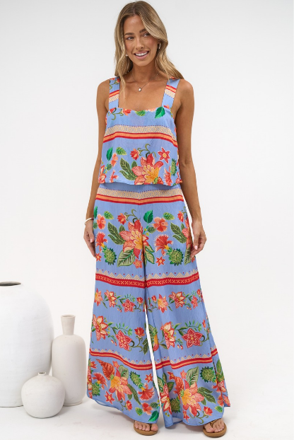 True Jumpsuit - Square Neckline Overall Jumpsuit in Leonora Print
