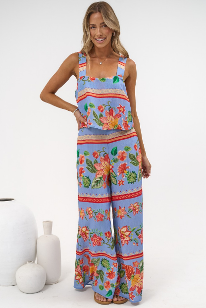 True Jumpsuit - Square Neckline Overall Jumpsuit in Leonora Print