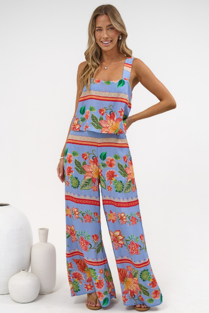 True Jumpsuit - Square Neckline Overall Jumpsuit in Leonora Print