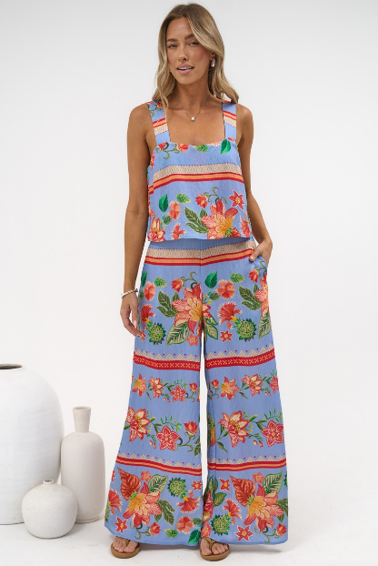 True Jumpsuit - Square Neckline Overall Jumpsuit in Leonora Print