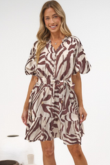 Bonnie Mini Dress - V Neck A-Line Mini Dress in Toti Print