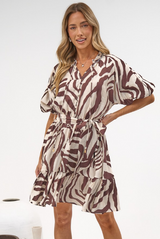 Bonnie Mini Dress - V Neck A-Line Mini Dress in Toti Print