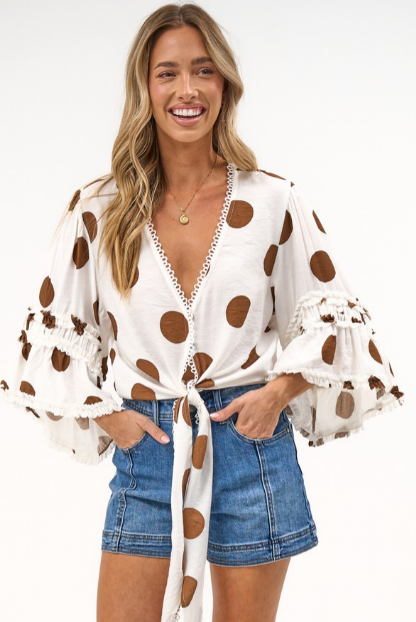 Julia Blouse - V Neck Wrap Blouse in Pippa Print