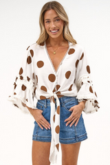 Julia Blouse - V Neck Wrap Blouse in Pippa Print