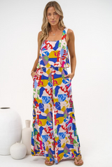 True Jumpsuit - Square Neckline Overall Jumpsuit in Annika Print