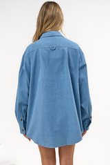 Foster Shirt - Oversized Button Down Denim Shirt in Mid Denim Wash