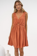 Morgan Mini Dress - Keyhole Detail Sun Dress with Pockets in Cassie Print