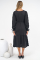 Kella Midi Dress - V Neck Long Sleeve A Line Tiered Dress in Black