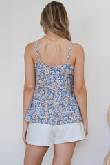 Caty Top - Adjustable Strap Buttoned Down Cami in Keani Print