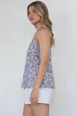 Caty Top - Adjustable Strap Buttoned Down Cami in Keani Print