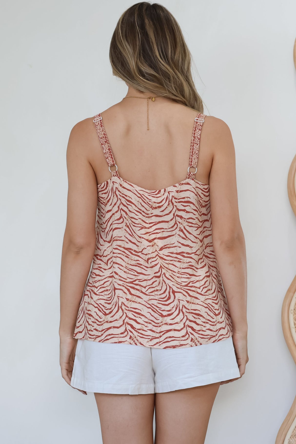 Caty Top - Adjustable Strap Buttoned Down Cami in Chiara Print