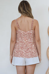 Caty Top - Adjustable Strap Buttoned Down Cami in Chiara Print