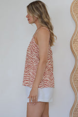 Caty Top - Adjustable Strap Buttoned Down Cami in Chiara Print