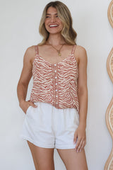 Caty Top - Adjustable Strap Buttoned Down Cami in Chiara Print