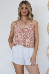 Caty Top - Adjustable Strap Buttoned Down Cami in Chiara Print