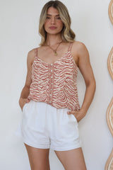 Caty Top - Adjustable Strap Buttoned Down Cami in Chiara Print